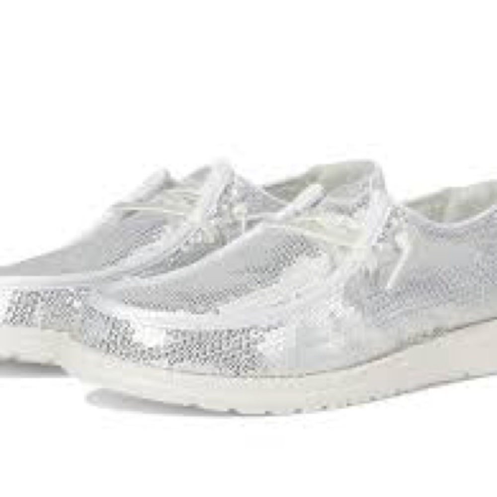Hey Dude Silver Sequin Women's Sneakers Size8